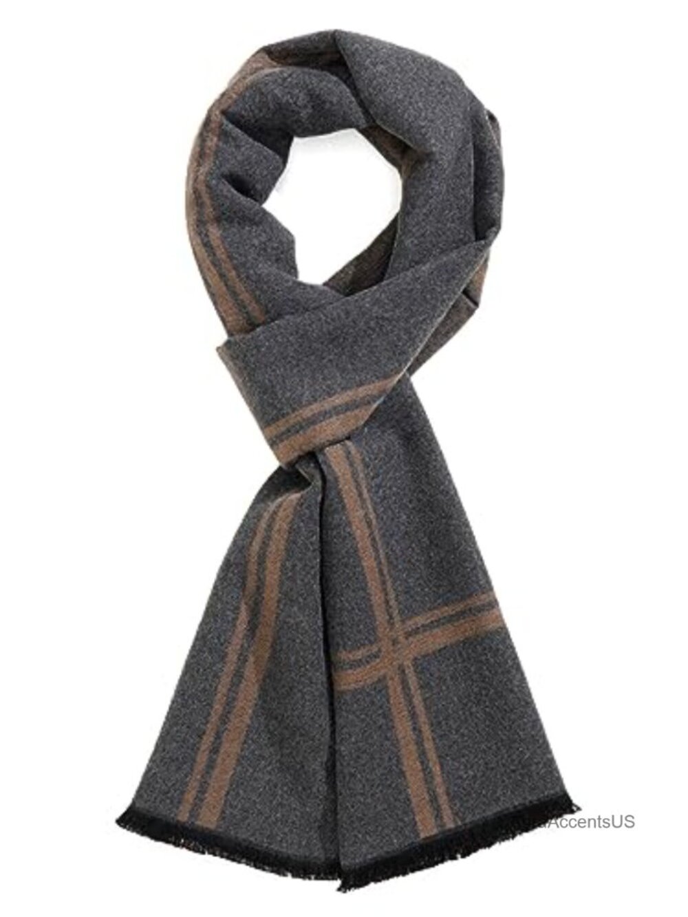 Men's Winter Scarf Soft Long Plaid Cashmere-Feel Warm Scarf